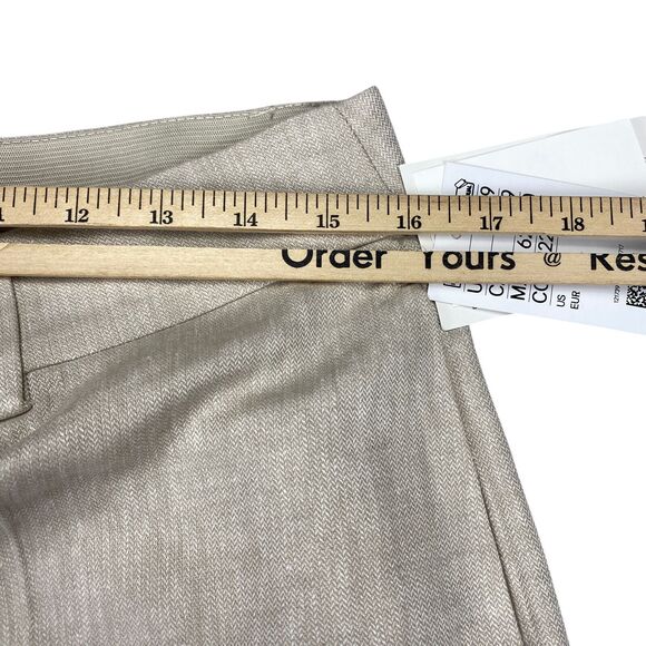 H & M Linen Blend Cropped Pants Womens 12 Beige Basic Coastal New $39.99 - Picture 3 of 13